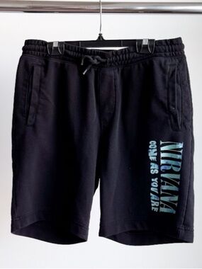H&M Nirvana Come As You Are Graphic Sweatshorts Black Drawstring Men's M